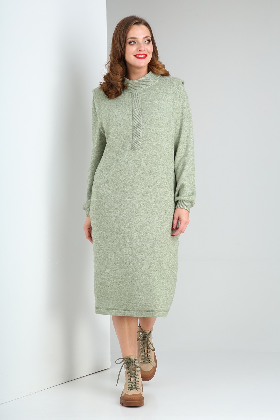 Платье Viola Style 0985 зеленый меланж