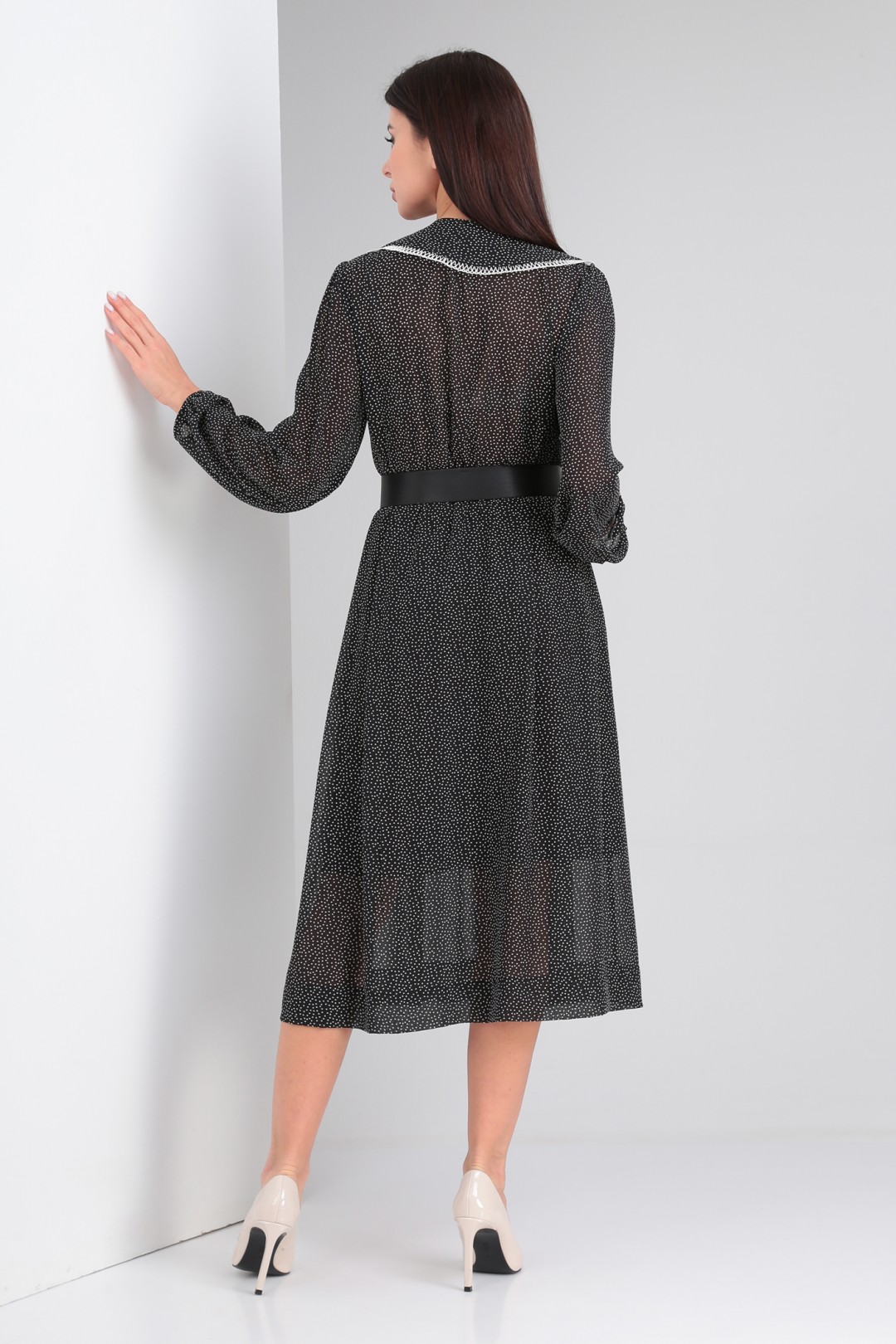Платье Viola Style 0995 черный в горошек