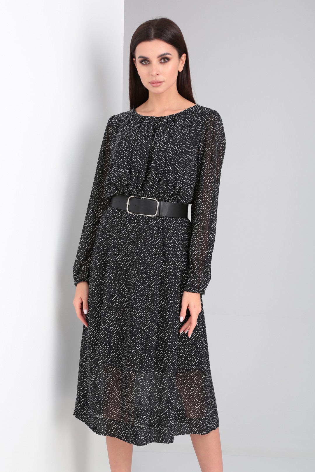 Платье Viola Style 0995 черный в горошек