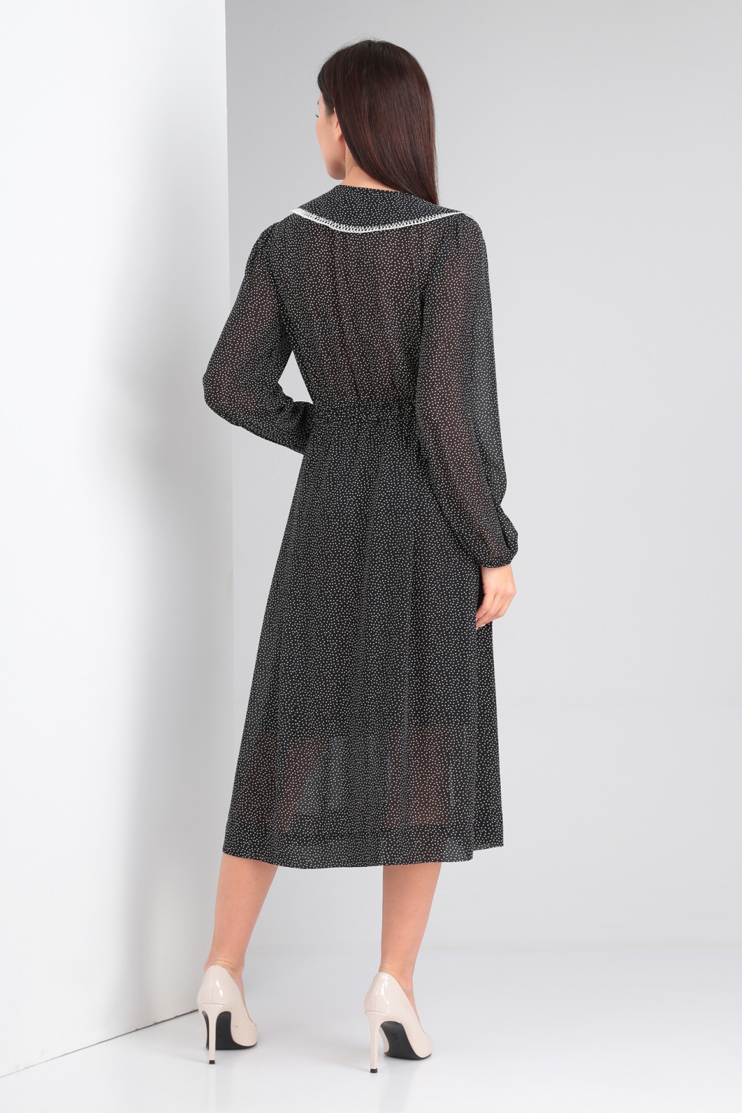 Платье Viola Style 0996 черный в горошек