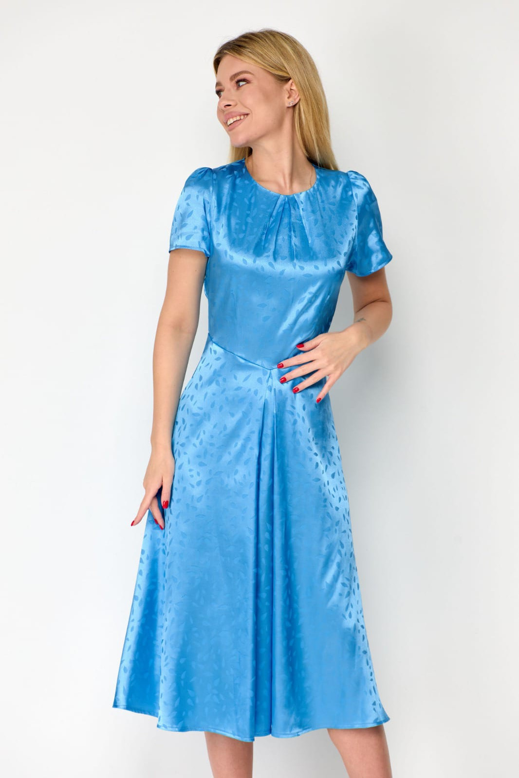 Платье Viola Style 1048 голубой металлик