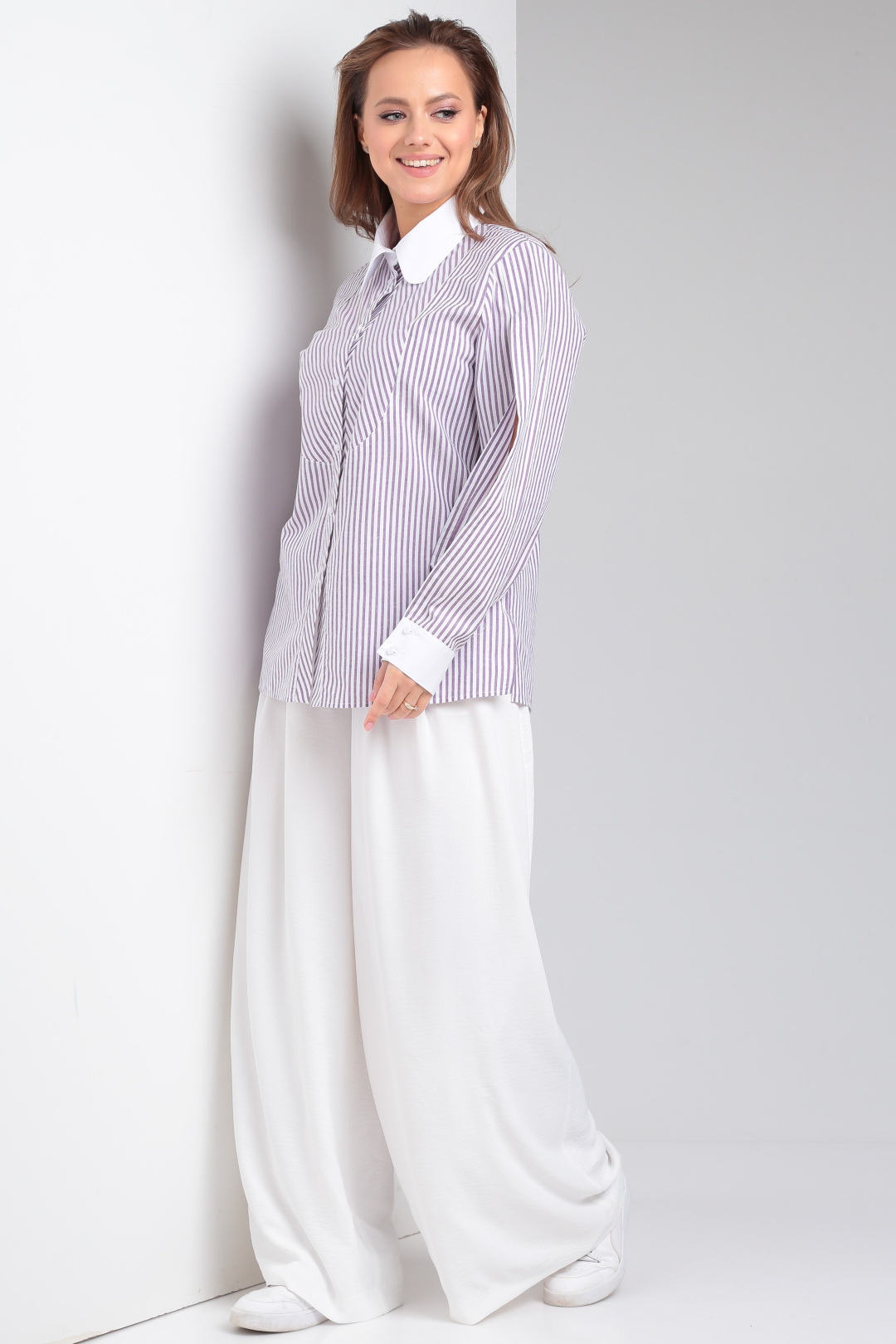 Рубашка Viola Style 1191 белый, лиловый