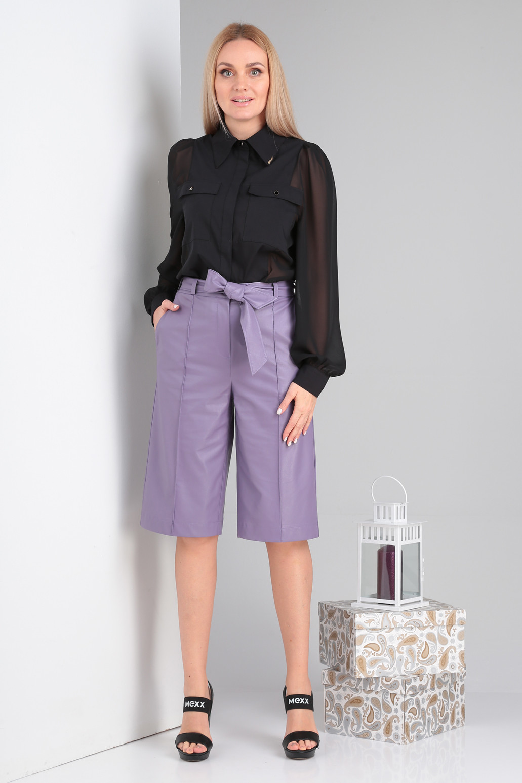Костюм Viola Style 20583 черный - фиолетовый