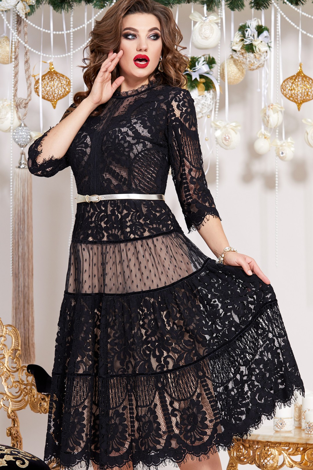 Платье Vittoria Queen 10193 черный + телесный