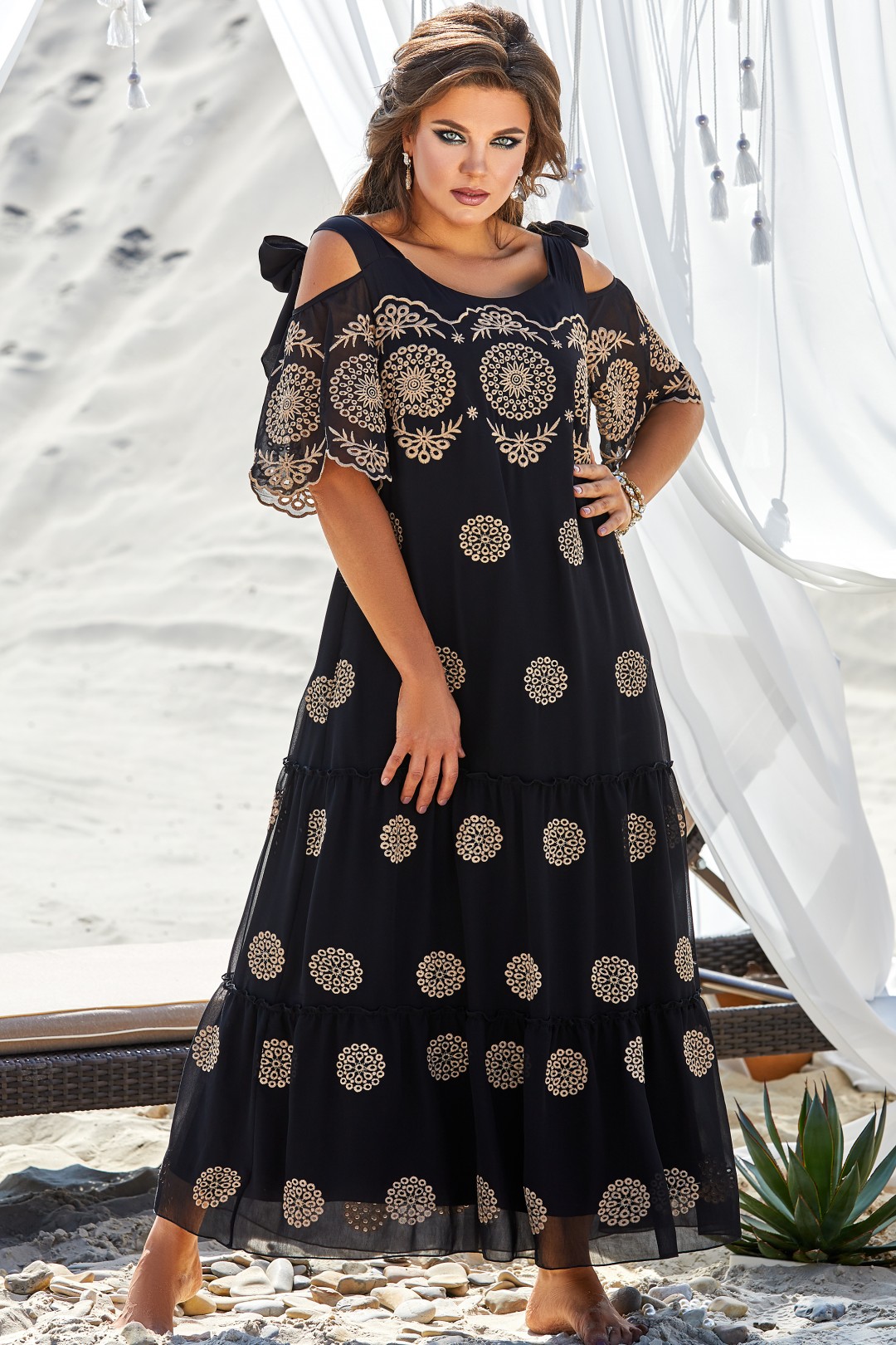Платье Vittoria Queen 12173 черно-карамельный