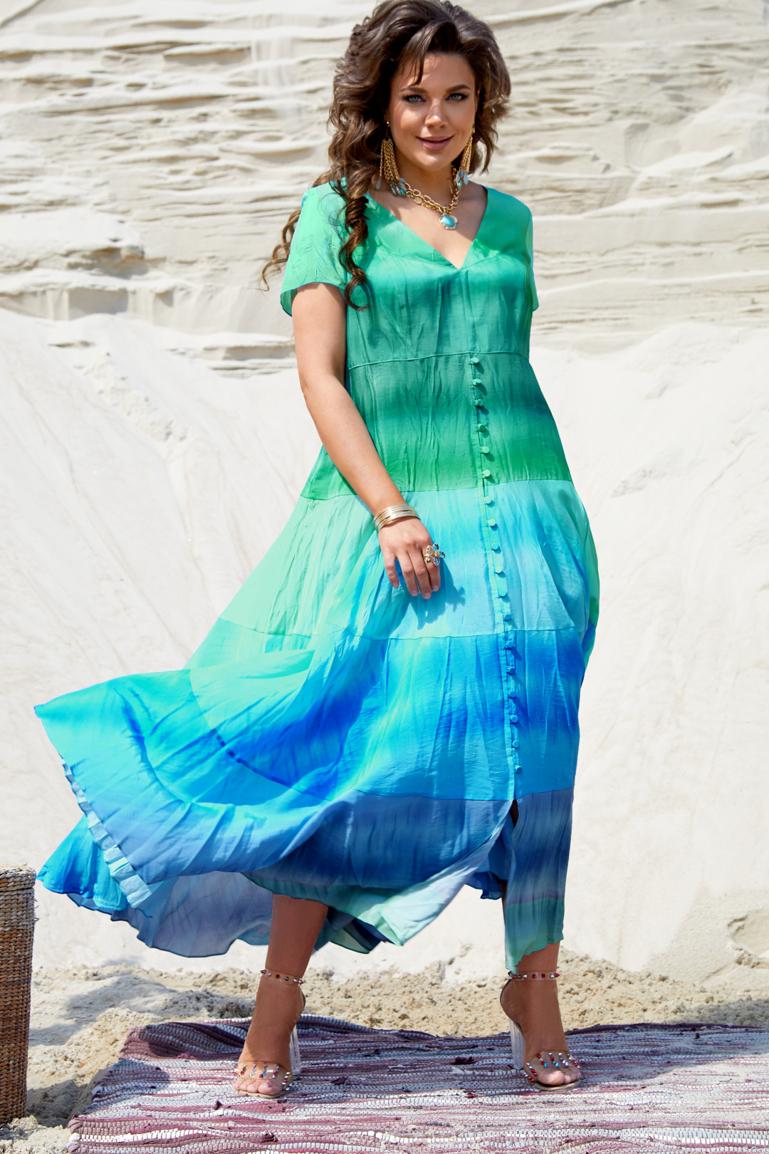 Платье Vittoria Queen 18643 зелено-голубой градиент