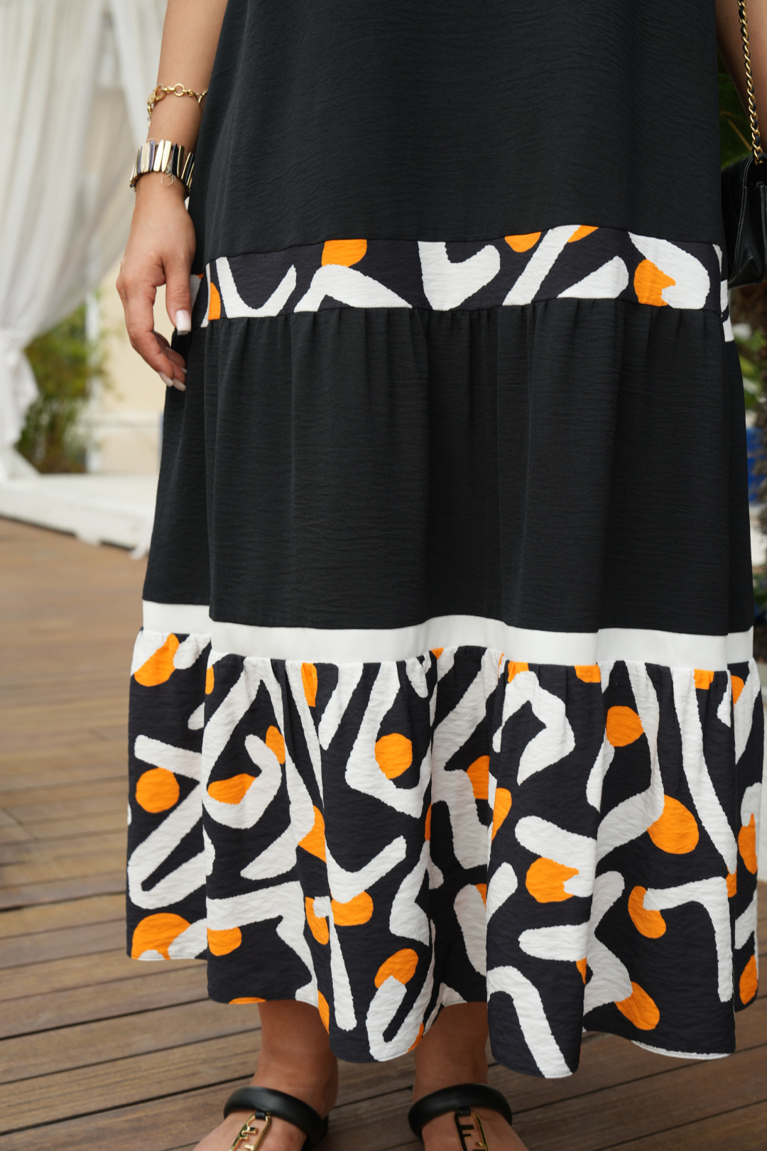 Платье Vittoria Queen 20813 черный+белый+оранж
