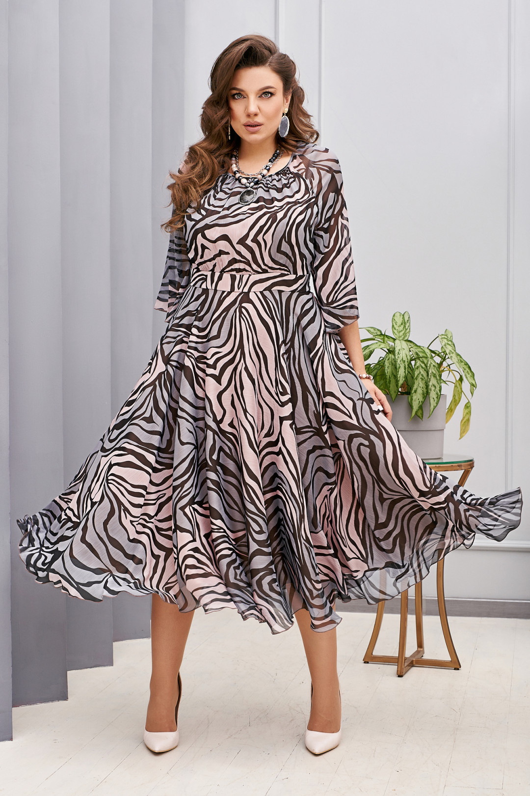 Платье Vittoria Queen 22273/1 диз.зебра серо-розовый