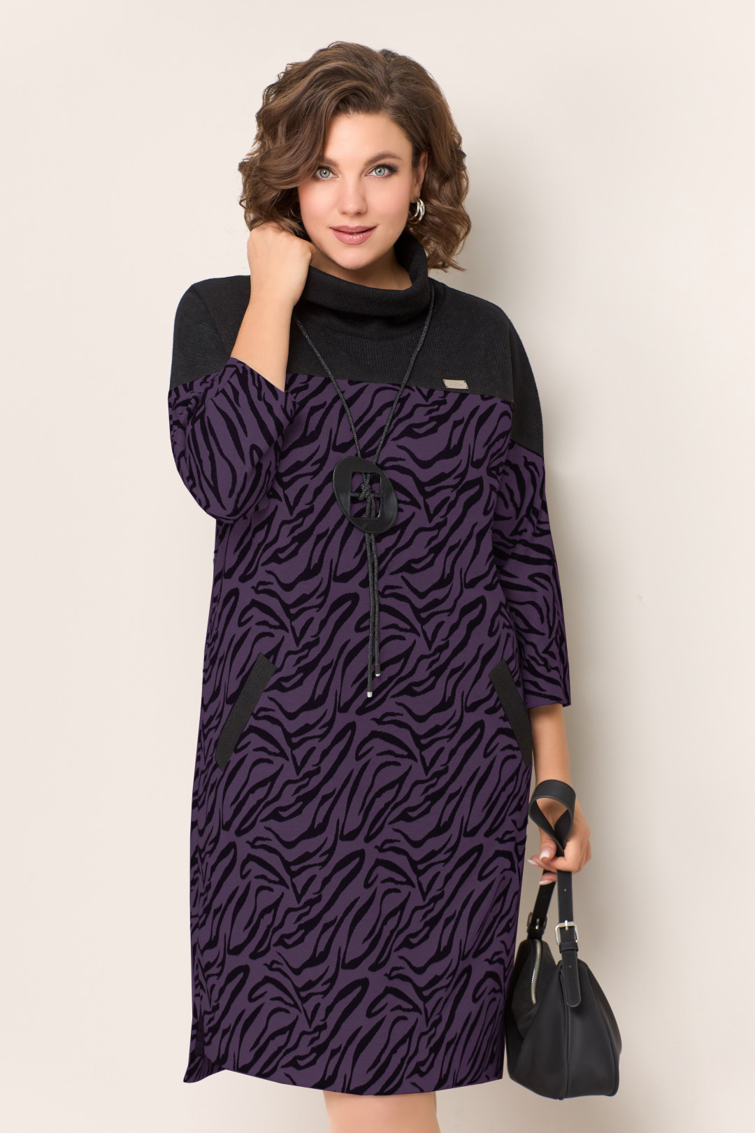 Платье VOLNA 1321 фиолетово-черный