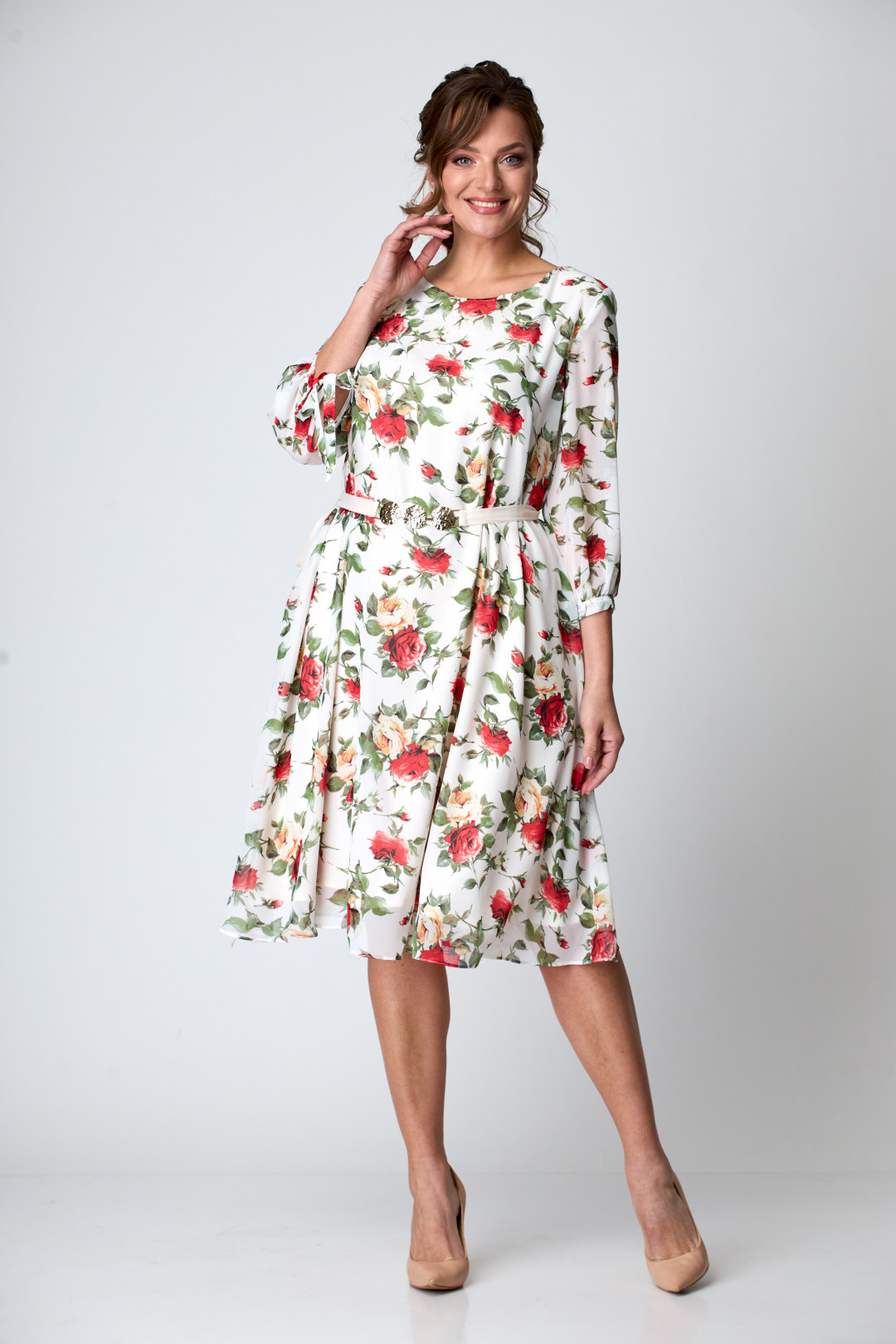 Платье Мишель Шик 2049 белый, розы