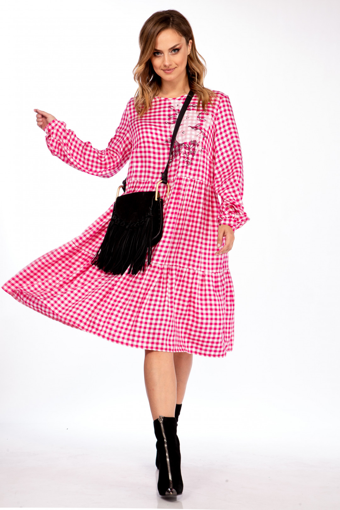 Платье Мишель Шик 2107 розовый, клетка