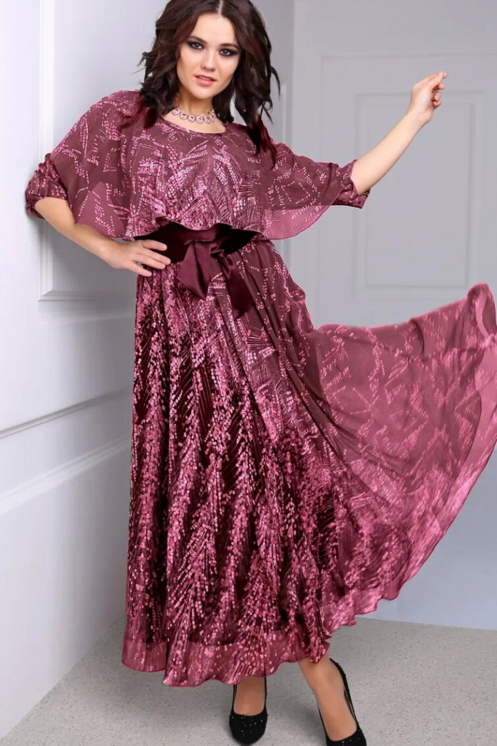 Платье Anastasia 1066 розовый (принт пайетки)