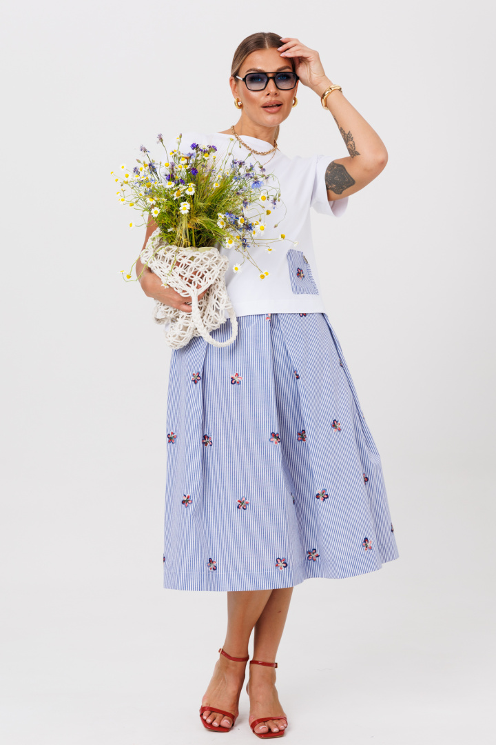 Костюм Anastasia 1248-1 белый + голубой