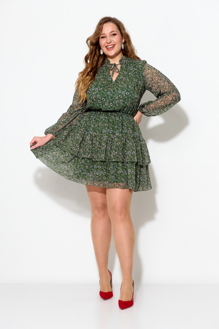 Платье Anastasia 955.1 зеленый с цветочным принтом