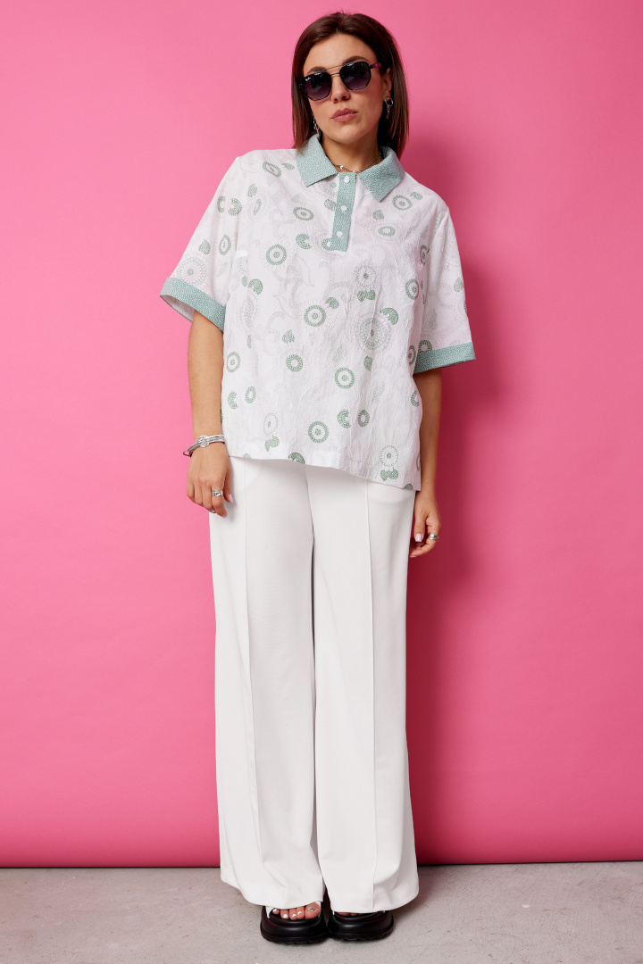 Блузка BegiModa 4132 шалфей на белом