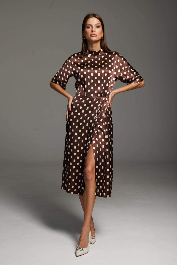 Платье Dava 179 коричневый, молочный