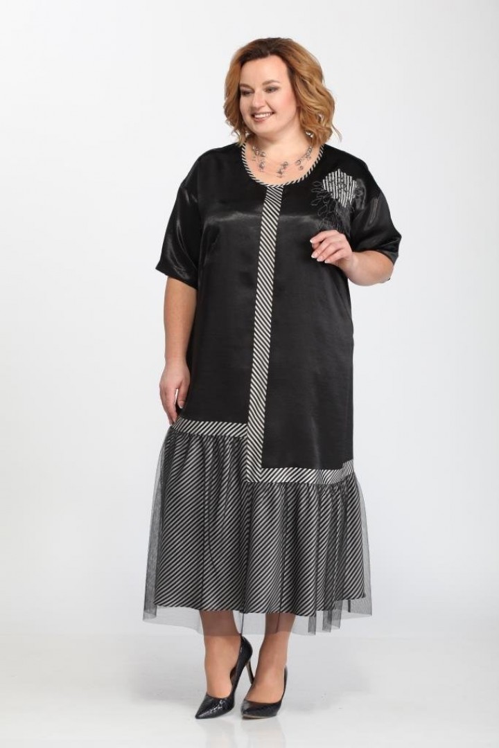 Платье Djerza 1449 черный+серая отделка