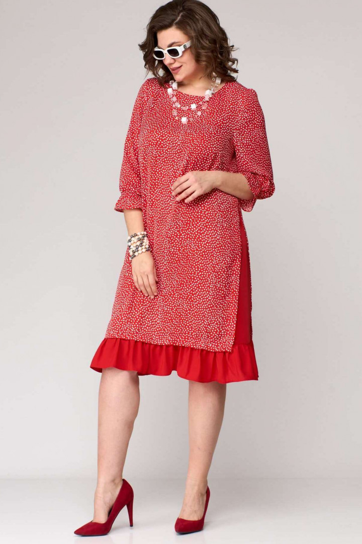 Платье EVA GRANT 7001-1 красный с принтом