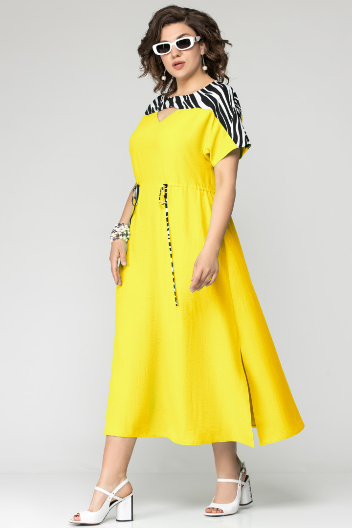 Платье EVA GRANT 7035-2 желтый с принтом