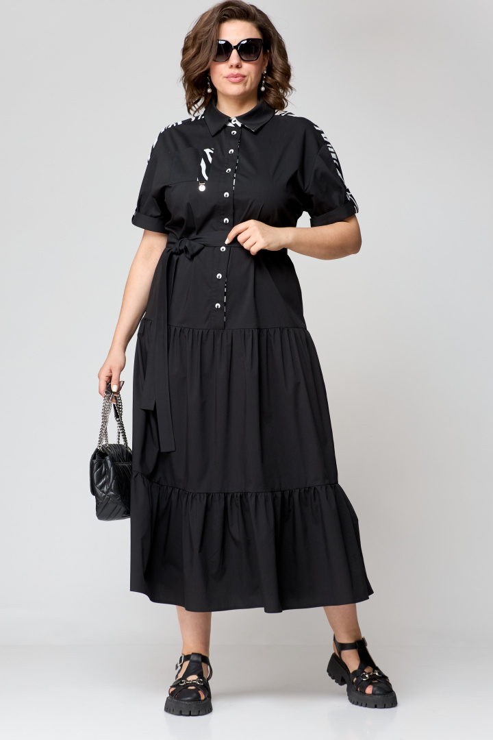 Платье EVA GRANT 7200 черный+зебра