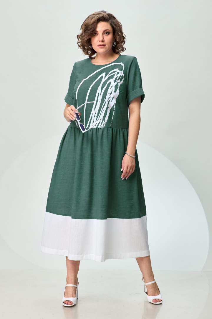 Платье INVITE 4071 зеленый с белым
