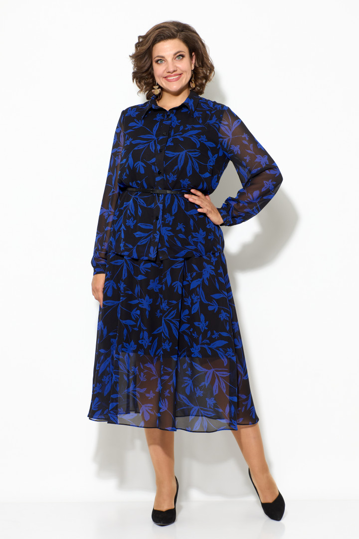 Платье Кокетка и К 1070 синий+черный