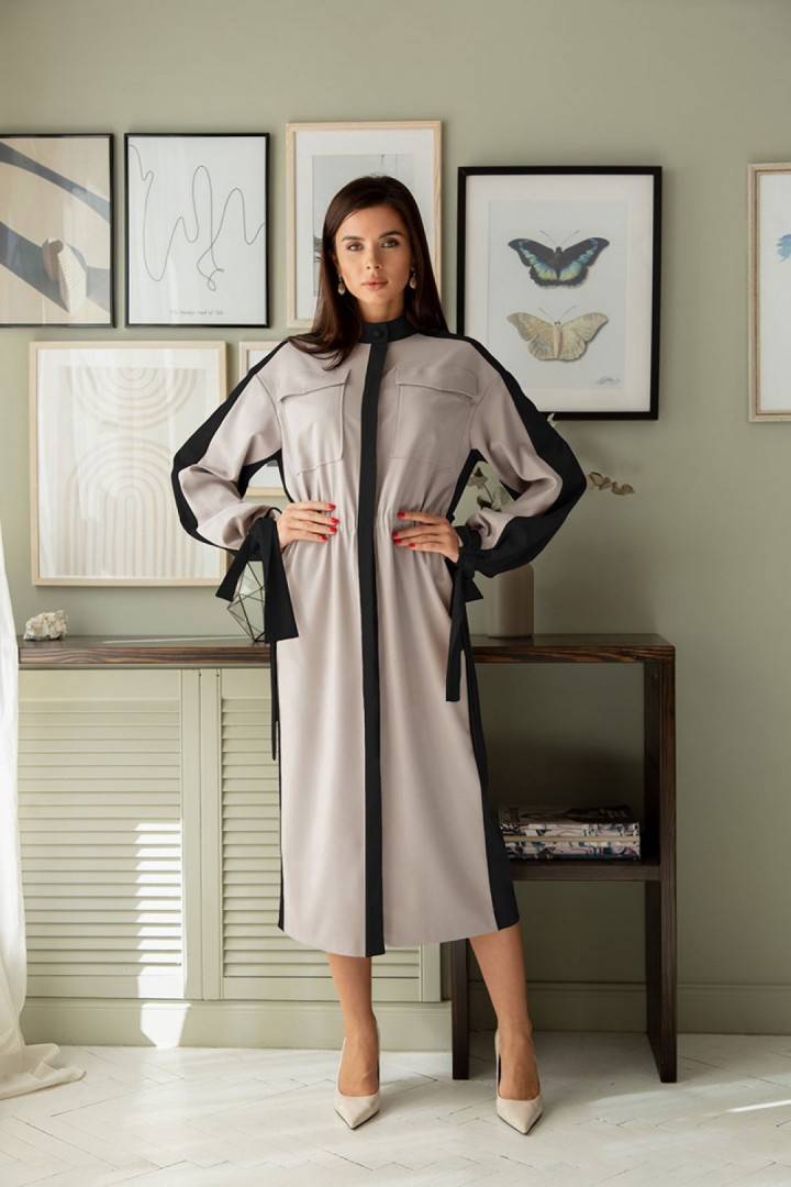 Платье ЛадисЛайн 1390 серый+ черный