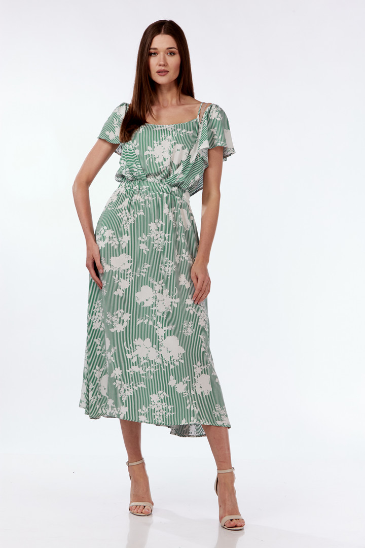 Платье LadyStyleClassic 1898 Зеленый с молочным