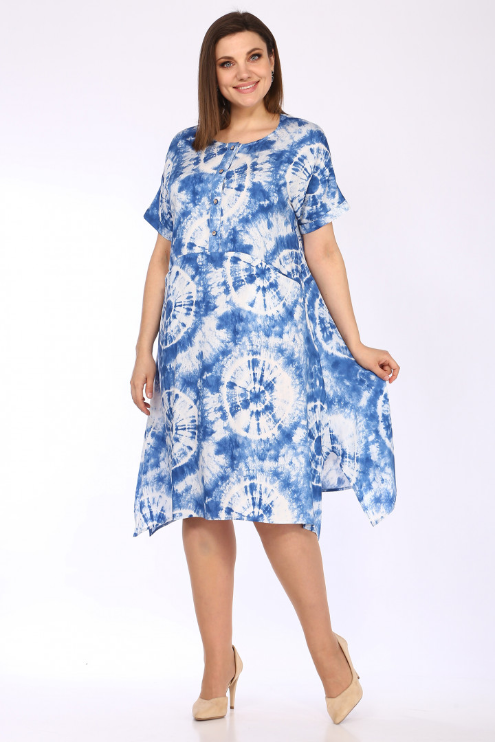 Платье LadyStyleClassic 2575 Голубой с белым