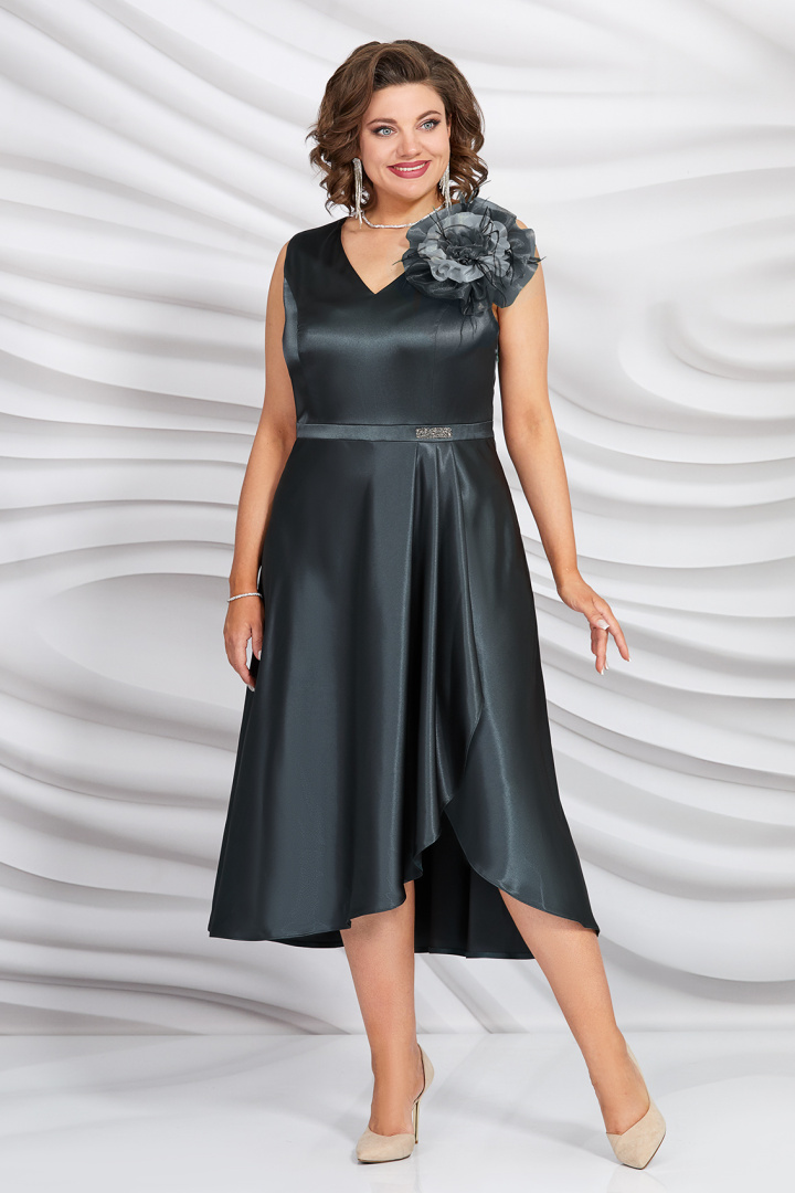 Платье Mira Fashion 5445 черное с оттенком зеленого