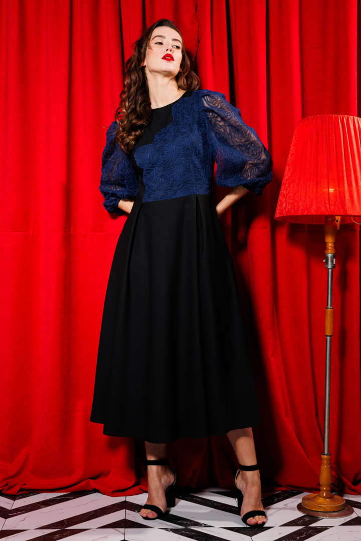 Платье NikVa Н416-2 синий+ черный