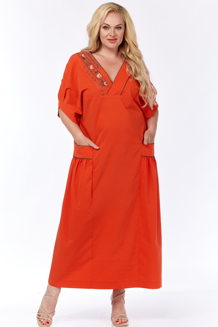 Платье Viola Style 01071 красно-оранжевый