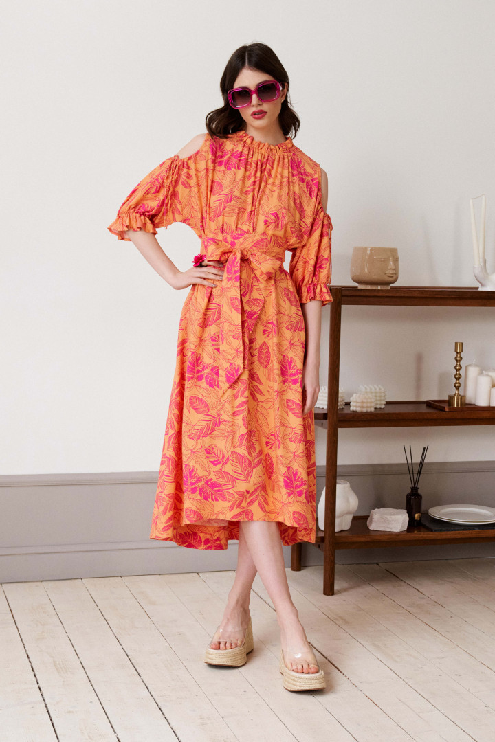 Платье Lokka 1146 оранжевый/ фуксия