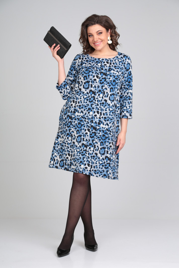 Платье Мишель Шик 2121 синий, леопард